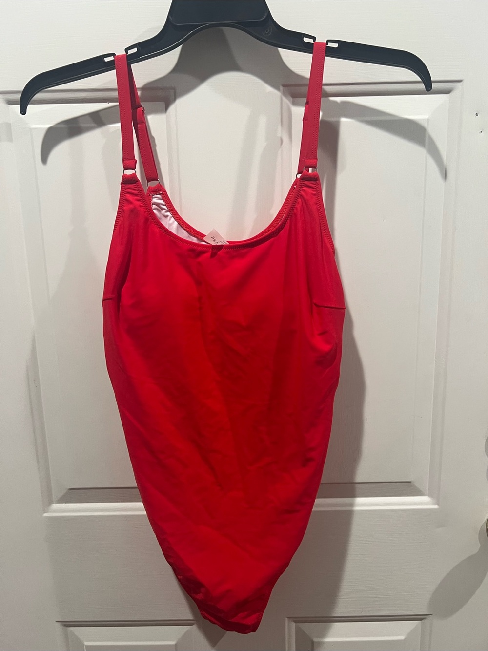 Red Scoop Neck One-Piece Swimwear with Adjustable Straps